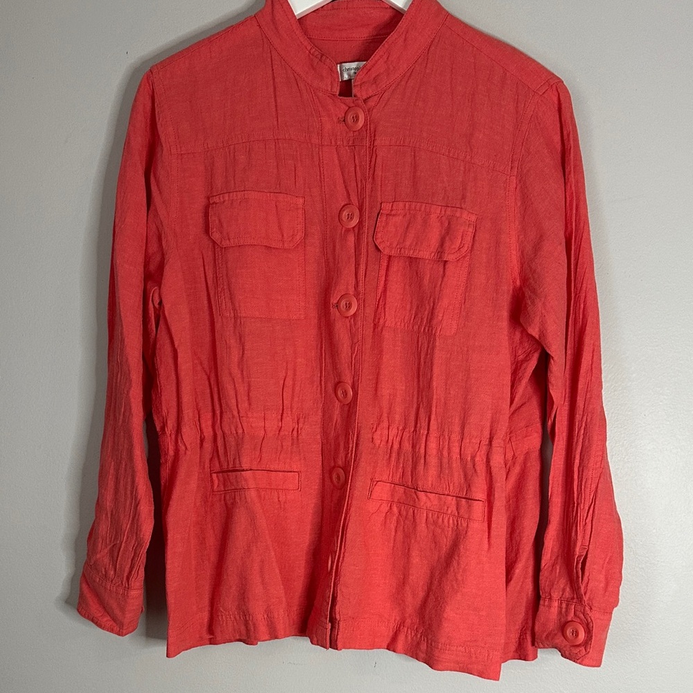 Christopher & Banks Salmon Button-Up Linen blend Jacket size P/M